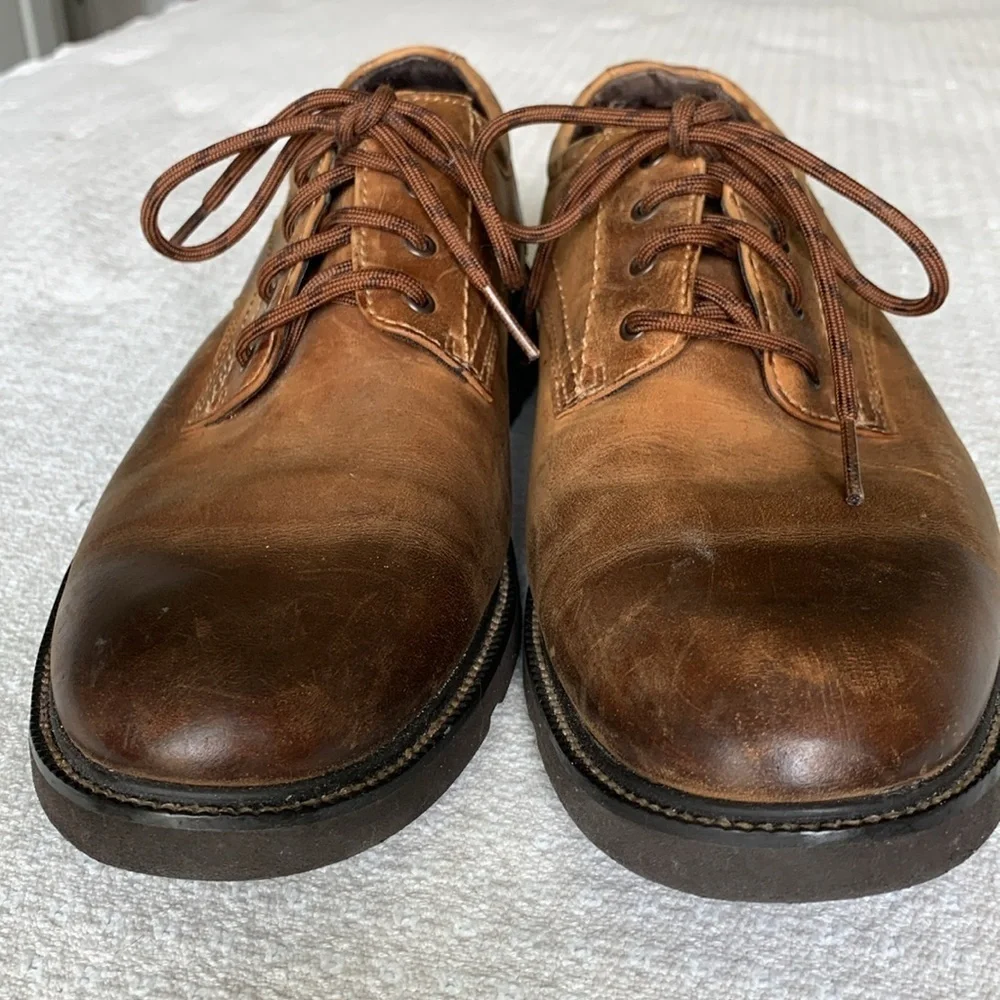 Rockport men’s Oxford lace up loafers waterproof brown leather size 9